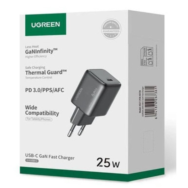 Фото - Мережевий зарядний пристрій UGREEN X517 USB-C 25W GaN Fast Charger Black (65736)